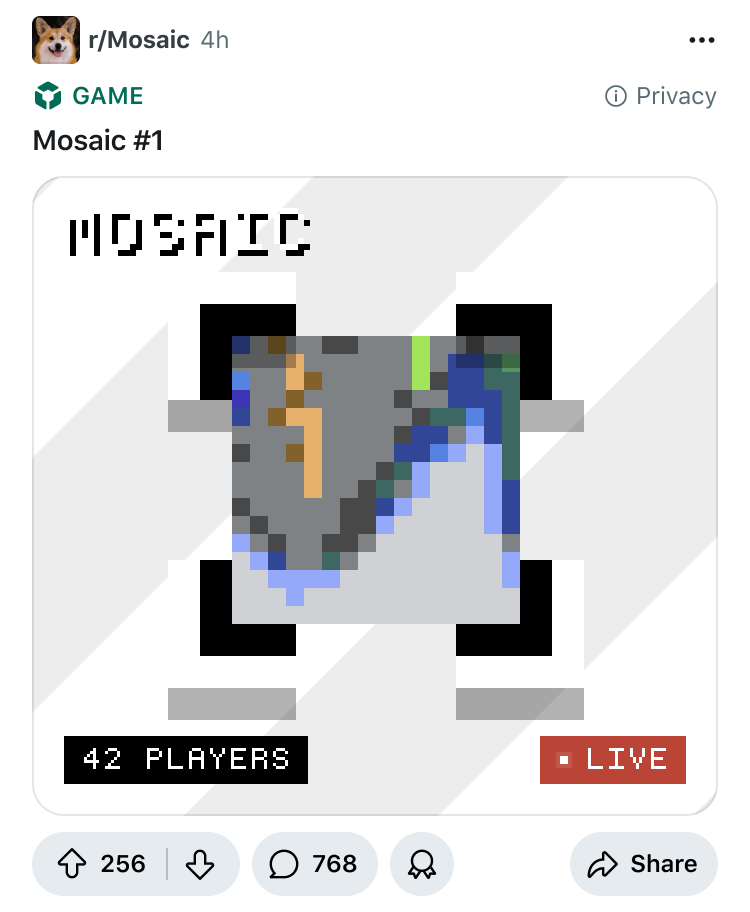 Mosaic post map view