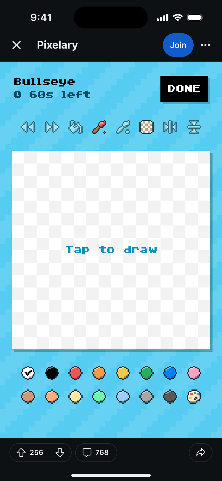 Pixelary editor — prompt and blank canvas
