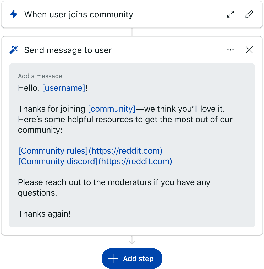 Greet new user timeline